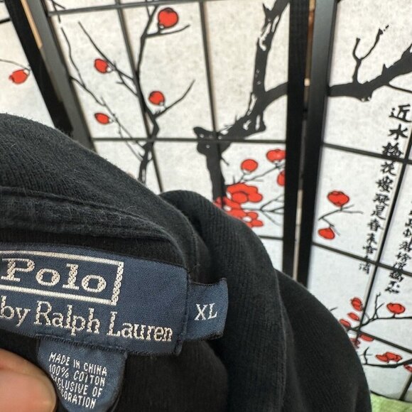 Polo Ralph Lauren Sweater Mens XL Black Cowl Neck Pullover 2 Button thick heavy - Picture 4 of 5